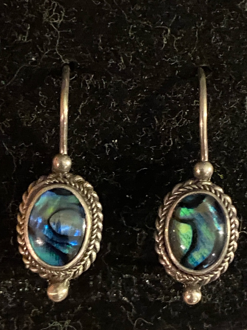 Vintage 925 Sterling Silver Labradorite Drop Earrings